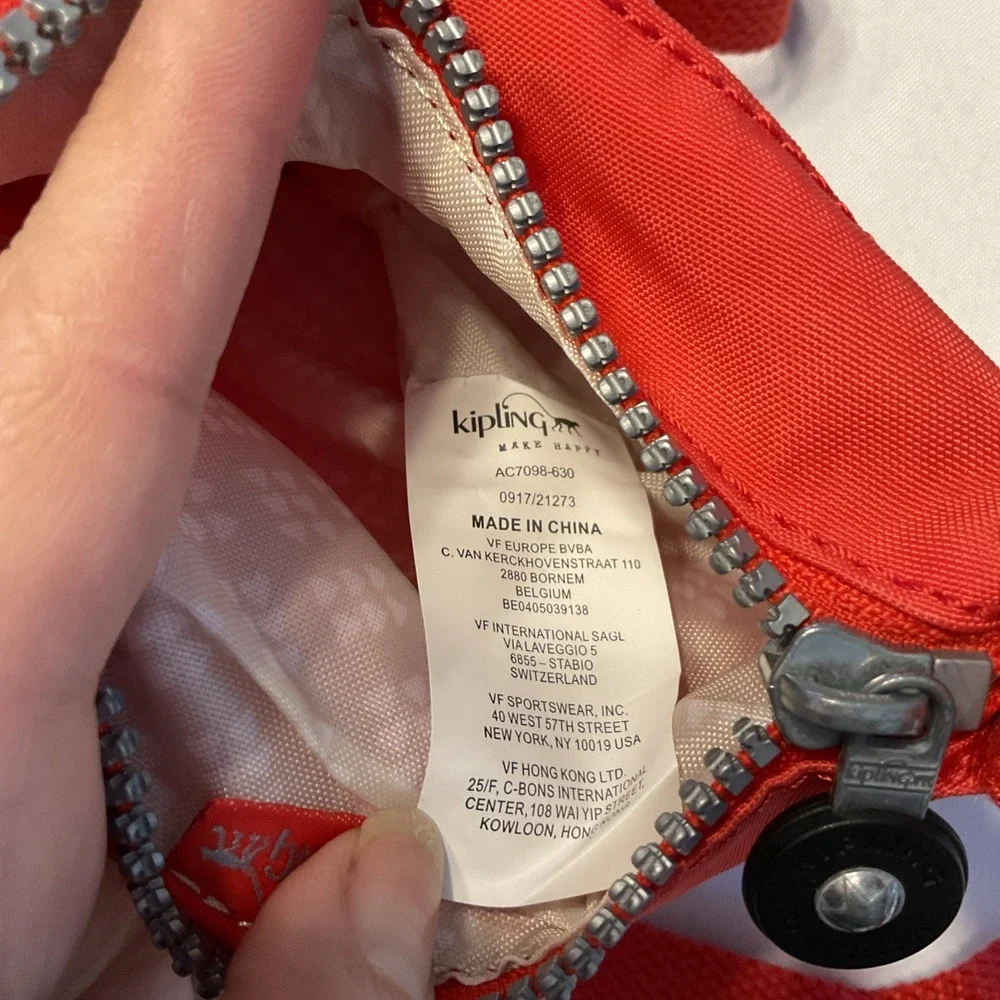 Kipling Alvar Crossbody Shoulder Bag Cherry Red Triple‎ Zip 6.5